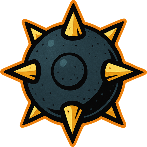 Bola con pinchos.
In-Game asset.  2d.  High contrast.  No shadows