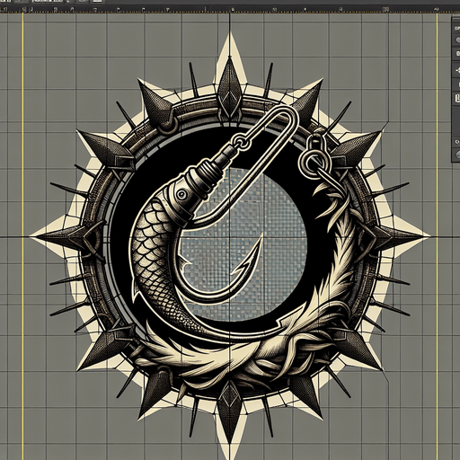 Fishing hook.
Single Game Texture.  In-Game asset.  2d.  Blank background.  High contrast.  No shadows
