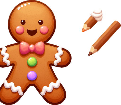 a cute gingerbread boy Single Game Texture. 2d. Transparent background. High contrast. No shadows.