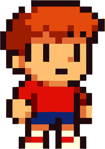 pixel art kid.
In-Game asset.  2d.  High contrast.  No shadows