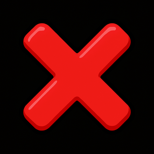 red multiplication sign.
In-Game asset.  2d.  High contrast.  No shadows
