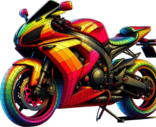 motosiklet.
Single Game Texture. In-Game asset. 2d. Blank background. High contrast. No shadows.