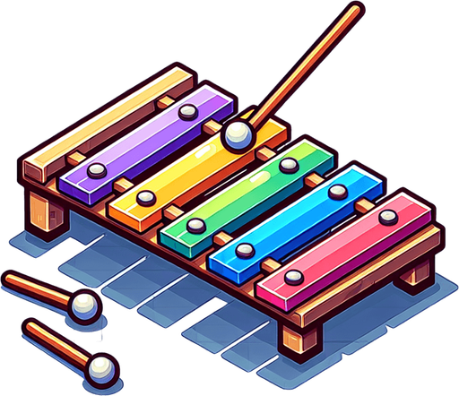 Xylophone.
Single Game Texture.  In-Game asset.  2d.  Blank background.  No shadows