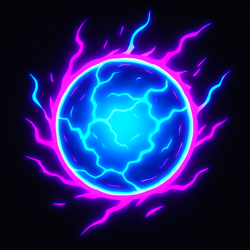 Neon energy orb.
In-Game asset.  2d.  High contrast.  No shadows