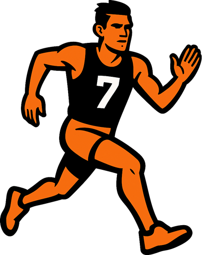 runner with a black shirt with number 7.
In-Game asset.  2d.  High contrast.  No shadows