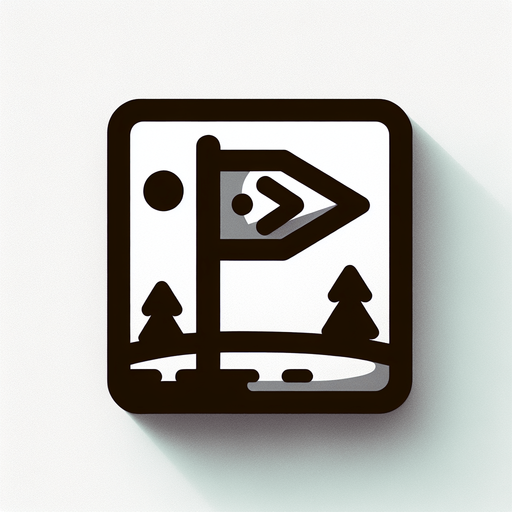 Drapeau de golf avec un flèche qui montre vers la droite.
Single Game Texture. In-Game asset. 2d. Blank background. High contrast. No shadows.