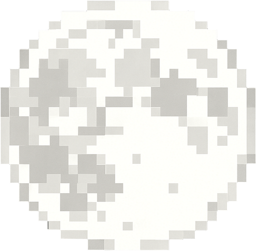 Luna llena blanca, pixelar.
In-Game asset.  2d.  High contrast.  No shadows