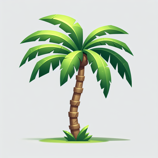 make an image of a cartoon palm tree branch seen from the side

Single Game Texture. In-Game asset. 2d. Blank background. High contrast. No shadows.