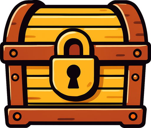 Front of treasure chest.
In-Game asset.  2d.  High contrast.  No shadows