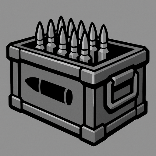 ammo box but gray.
In-Game asset.  2d.  High contrast.  No shadows