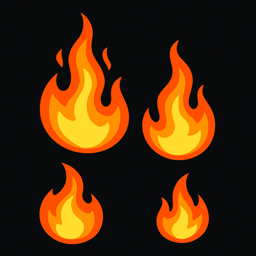 group of fire.
In-Game asset.  2d.  High contrast.  No shadows