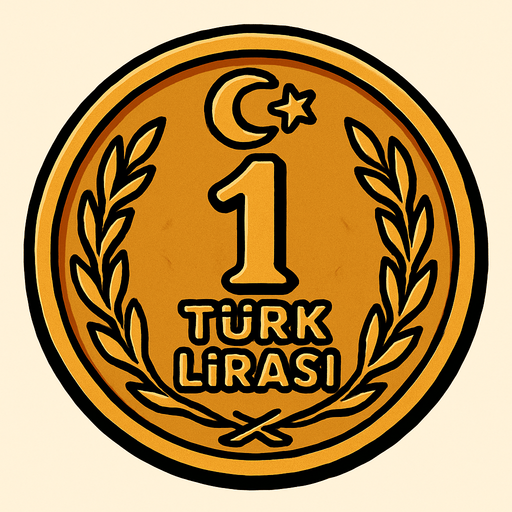 1 Tük lirası.
In-Game asset.  2d.  High contrast.  No shadows