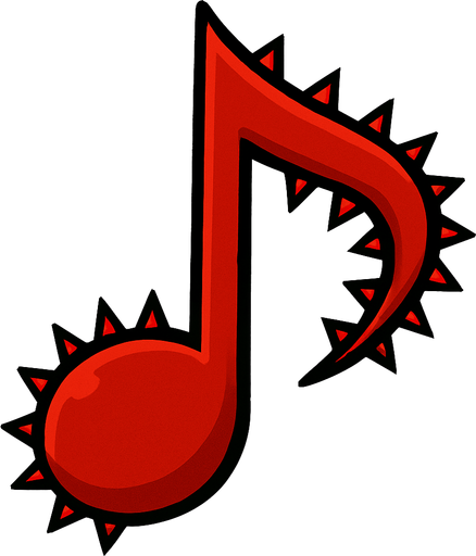 Red Spike "Music Note" shape.
In-Game asset.  2d.  High contrast.  No shadows