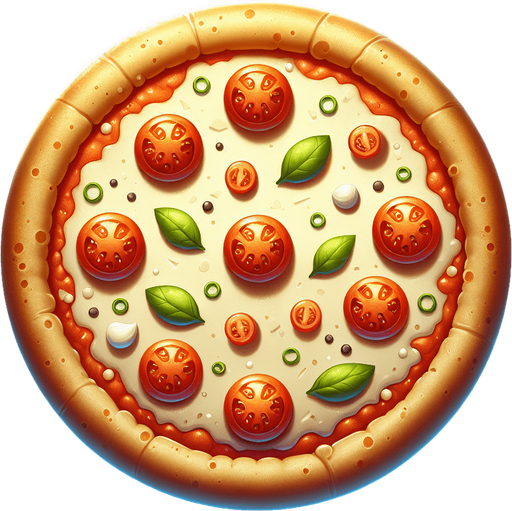 çiğ pizza.
Single Game Texture.  In-Game asset.  2d.  Blank background.  High contrast.  No shadows