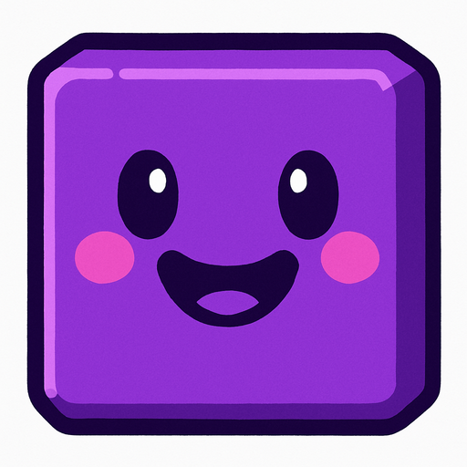 Happy purple block.
In-Game asset.  2d.  High contrast.  No shadows