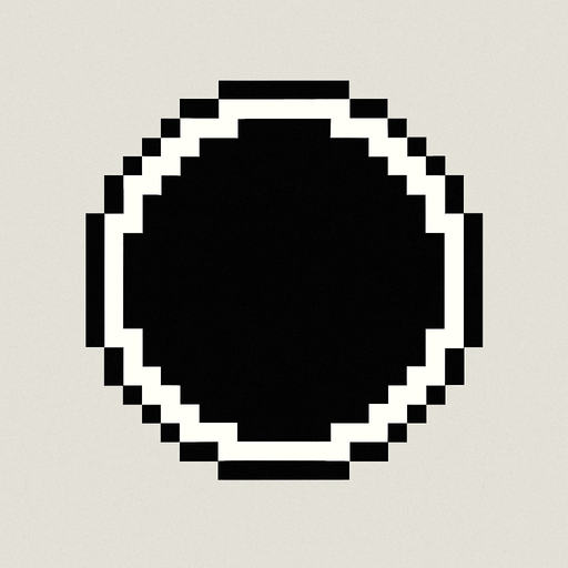 pixel art range circle, white border, filled with black
In-Game asset.  2d.  High contrast.  No shadows