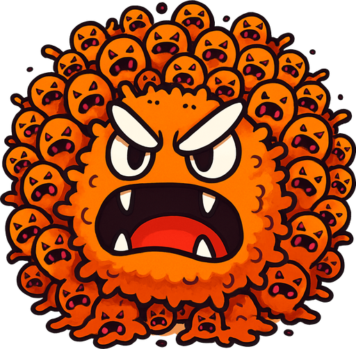 Cute swarm monster with fury eyes and large mouth.
In-Game asset.  2d.  High contrast.  No shadows