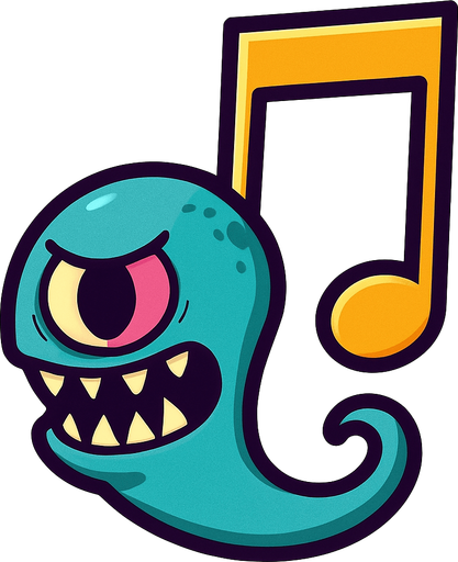 MÜZİK NOTASI ŞEKLİNDE BİR UZAYLI CANAVAR ÇİZ  BU KARAKTER ETRAFTA DÖNEBLİYOR ONE GÖRE, AYAKSIZ. SİYAH KULLANMA. GÜLMESİN
In-Game asset.  2d.  High contrast.  No shadows