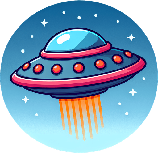 flying saucer, cartoon style.
Single Game Texture. In-Game asset. 2d. Blank background. High contrast. No shadows.