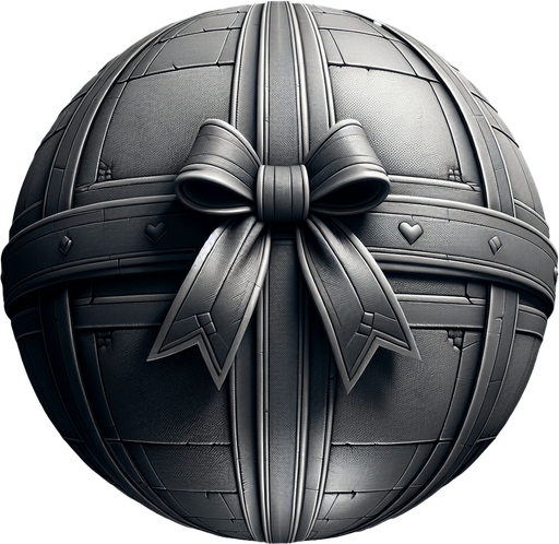 Top view of a round gift box with a ribbon Single Game Texture. In-Game asset. 2d. Blank background. High contrast. No shadows.