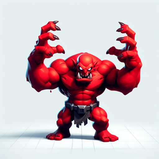 red orc scarry taunt put hands up

Single Game Texture.  In-Game asset.  2d.  Blank background.  High contrast.  No shadows