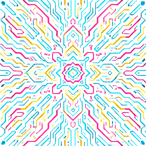 Cyberpunk style kaleidoscope pattern design for homepage.
In-Game asset.  2d.  High contrast.  No shadows