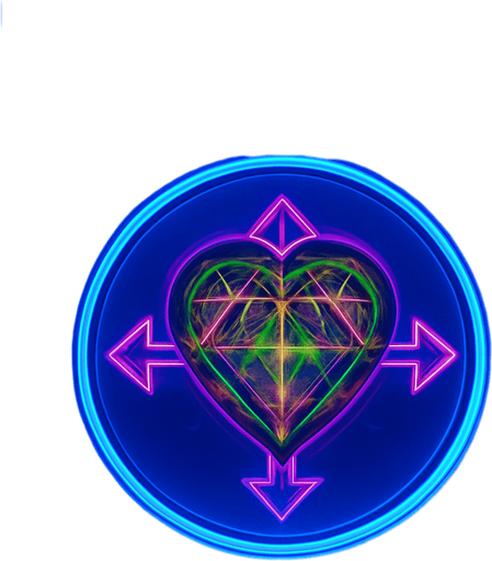 Spherical round directional arrows Neon cyberpunk mobile game trackpad too down flat 3d 2d hologram futuristic magic occult chic