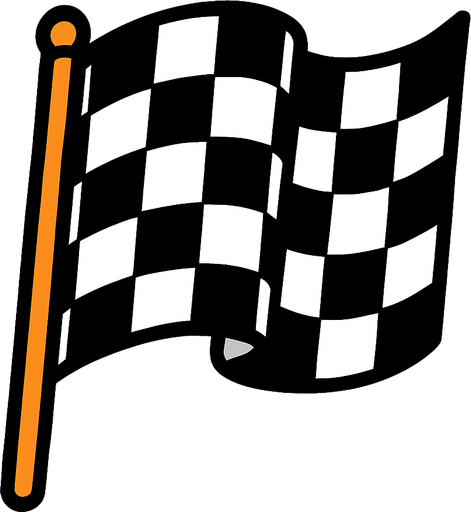 Imagen de bandera de carrera.
In-Game asset.  2d.  High contrast.  No shadows
