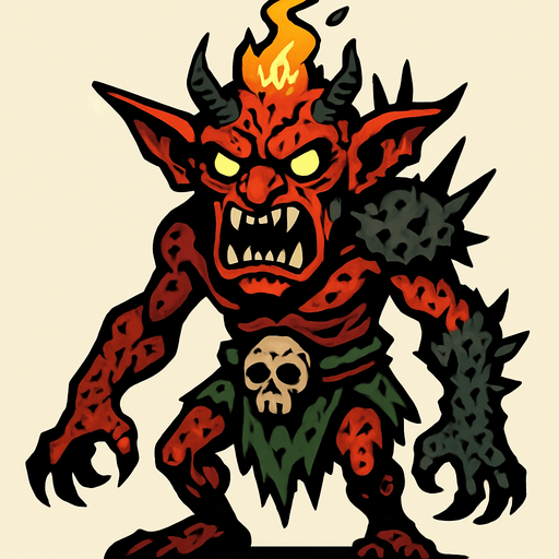 kıyamet canavarı goblin.
In-Game asset.  2d.  High contrast.  No shadows
