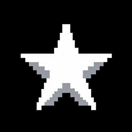 white star, no background, pixelart
Single Game Texture. In-Game asset. 2d. Blank background. High contrast. No shadows.