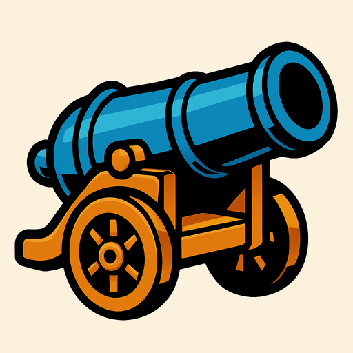 Cannon.
In-Game asset.  2d.  High contrast.  No shadows