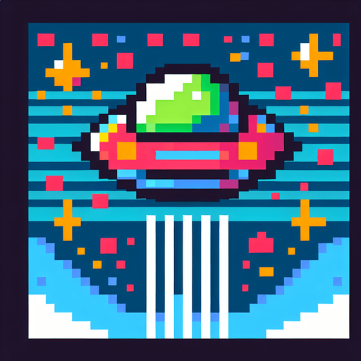 UFO sprite old nintendo game.
2d.  No shadows