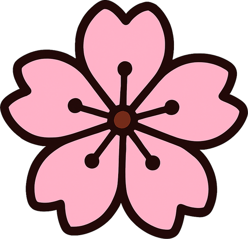 only one sakura flower.
In-Game asset.  2d.  High contrast.  No shadows. cute