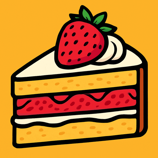 Gâteau aux fraises.
In-Game asset.  2d.  High contrast.  No shadows