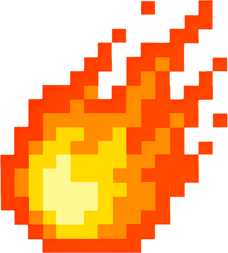 bola de fuego de pixeles.
In-Game asset.  2d.  High contrast.  No shadows