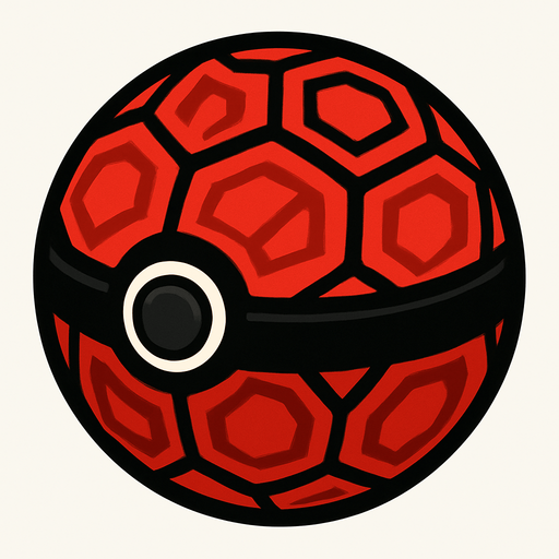 PATTERNED RED BALL WITH BLACK COVER AROUND.
In-Game asset.  2d.  High contrast.  No shadows