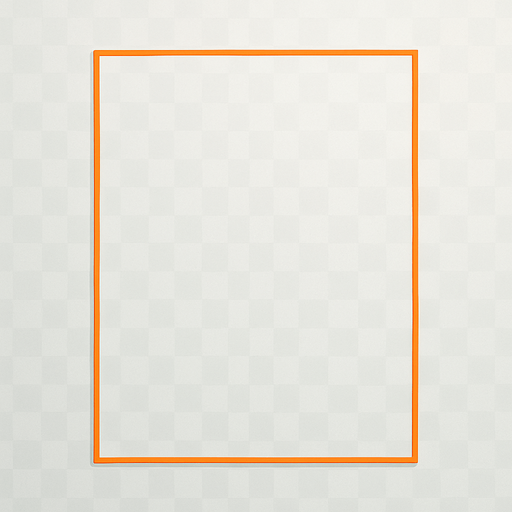 TRANSPARENT RECTANGLE WITH SINGLE LINE ORANGE FRAME, FRONT VIEW