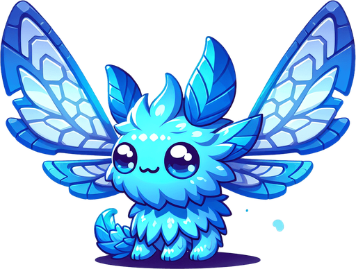 uçan mavi renkte tatlı bir yaratık.
Single Game Texture.  In-Game asset.  2d.  Blank background.  High contrast.  No shadows
