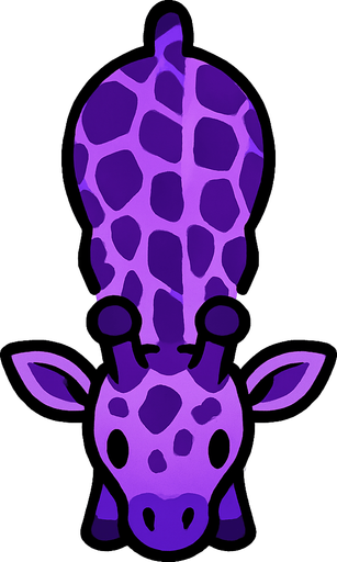 purple giraffe top view.
In-Game asset.  2d.  High contrast.  No shadows