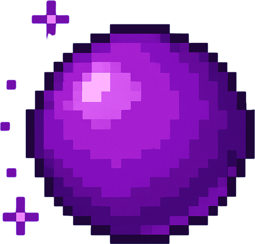 2d Pixel art High Quality Purple Magic Ball.
In-Game asset.  2d.  High contrast.  No shadows