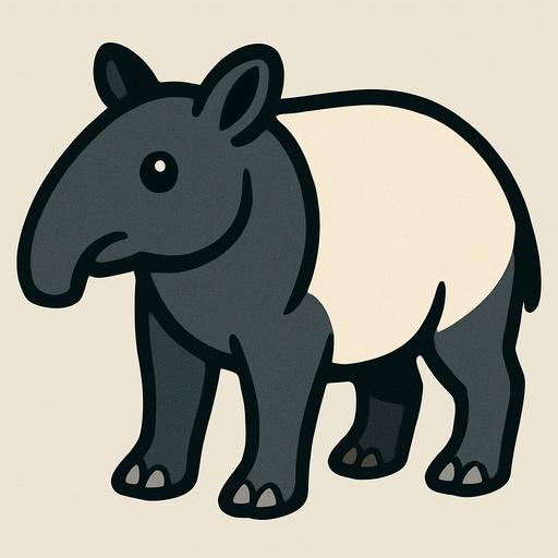 tapir.
In-Game asset.  2d.  High contrast.  No shadows