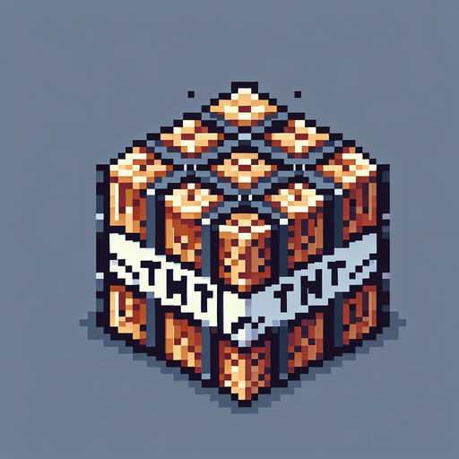 Pixel art, square with the texture of a tnt . Single Game Texture. In-Game asset. 2d. Blank background. High contrast. No shadows.