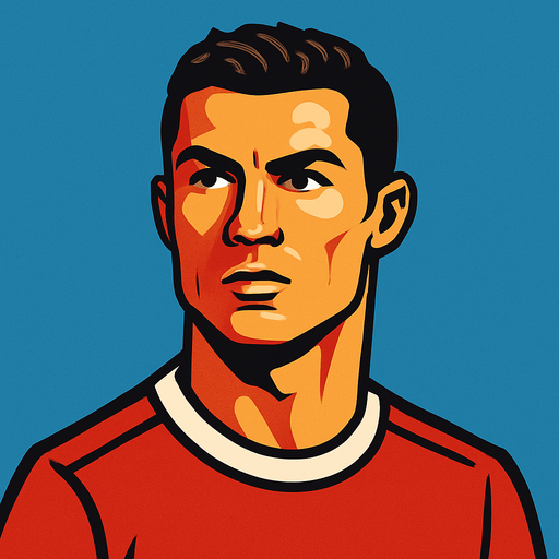 Cristiano Ronaldo.
In-Game asset.  2d.  High contrast.  No shadows