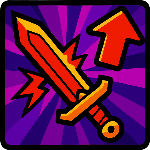 Иконка повышение урона, сочные цвета.
In-Game asset.  2d.  High contrast.  No shadows. Comix