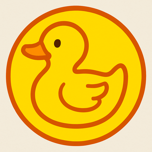 A bright yellow bubble with a playful duck illustration inside, flat 2D design, kids puzzle game style.
In-Game asset.  2d.  High contrast.  No shadows
