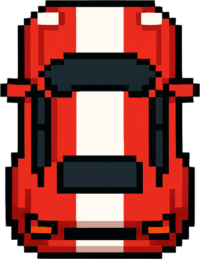 Draw 2d pixel car top view Red+white.
In-Game asset.  2d.  High contrast.  No shadows