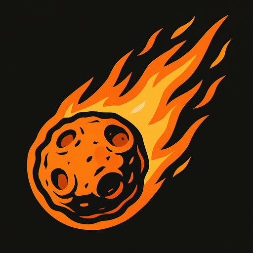 düşen bir meteor resmi.
In-Game asset.  2d.  High contrast.  No shadows