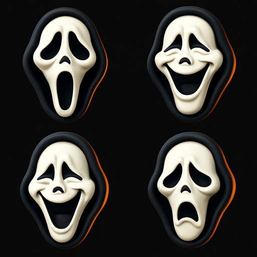 3D Scary and funny face meme of scream from the movie. different faces look. face only
In-Game asset.  3D.  High contrast.  No shadows. face only
