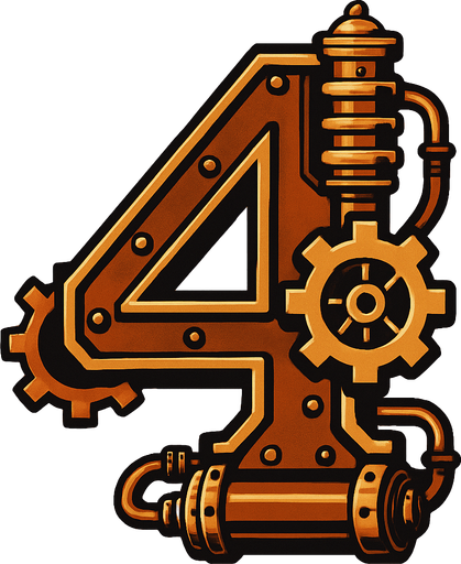 numero 4 en estilo steampunk.
In-Game asset.  2d.  High contrast.  No shadows