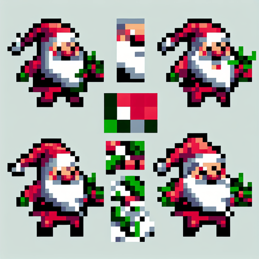 Pixel 2d Noel Baba
Single Game Texture. In-Game asset. 2d. Blank background. High contrast. No shadows.